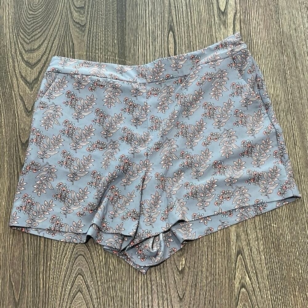LOFT Outlet Womens High Rise Shorts Flat Front Pockets Floral Blue/Multi Size M